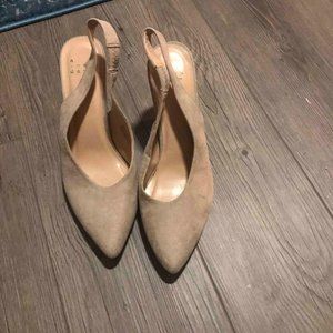 Nude strap back heels